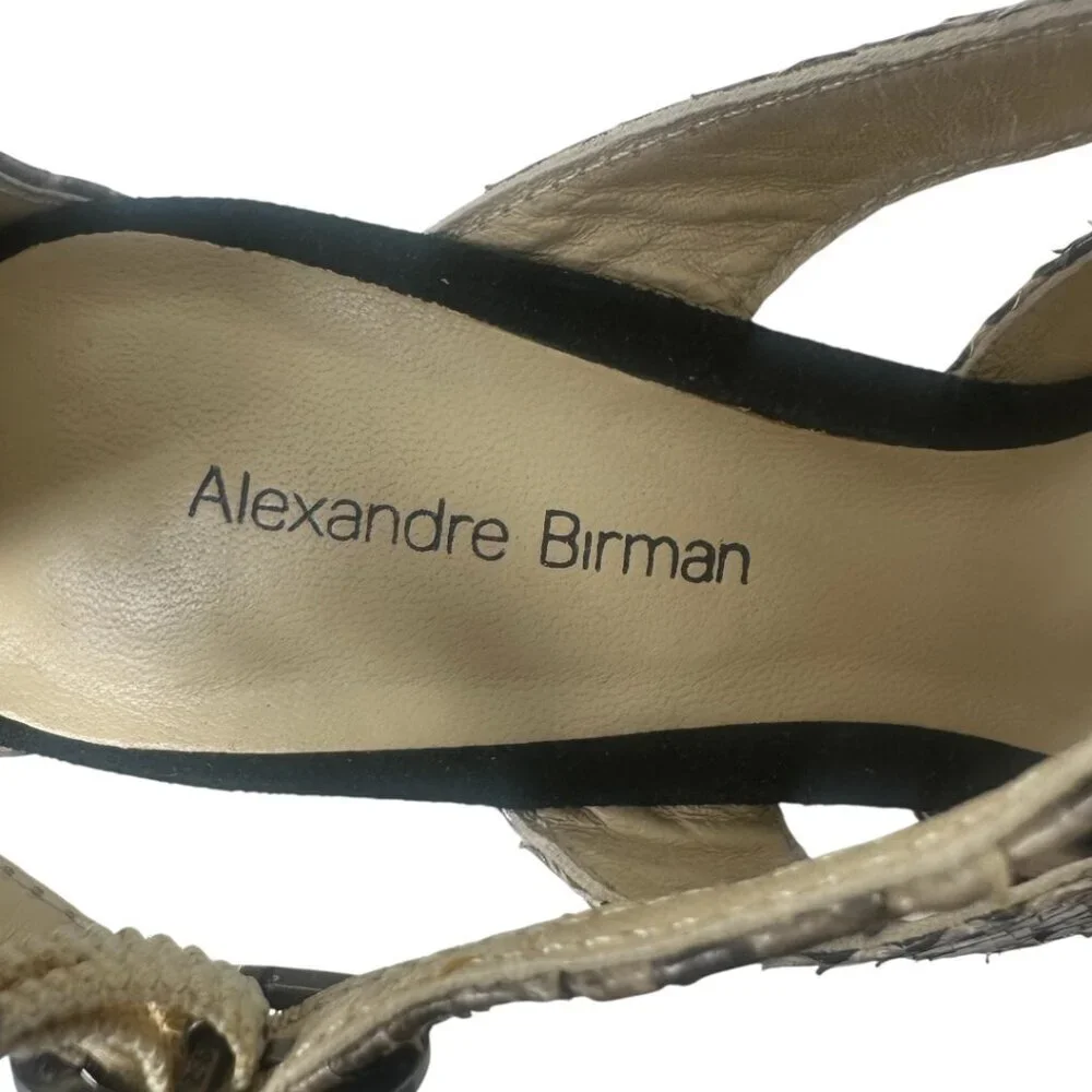 Alexandre Birman Snakeskin Animal Print Platform Open Toe Heels Size 7 Y2K